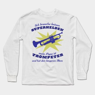 Superheld Trompetenpapa - blau Long Sleeve T-Shirt